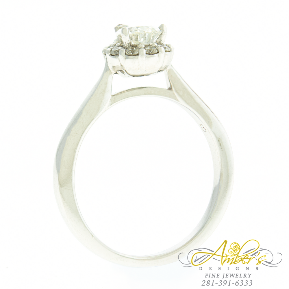 Pear Diamond Halo Ring 14K White Gold